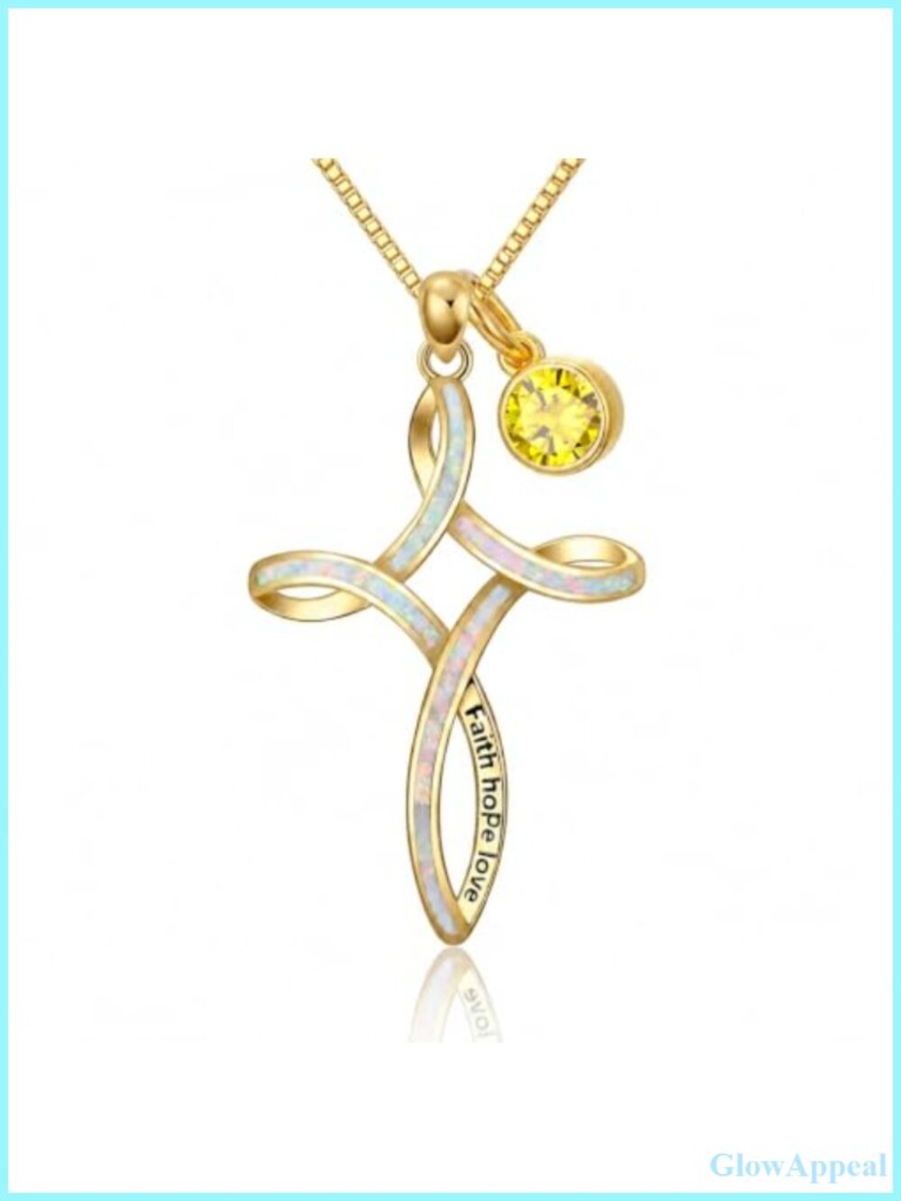 14k Gold Plated Celtic Cross Necklace with Created Opal Birthstone